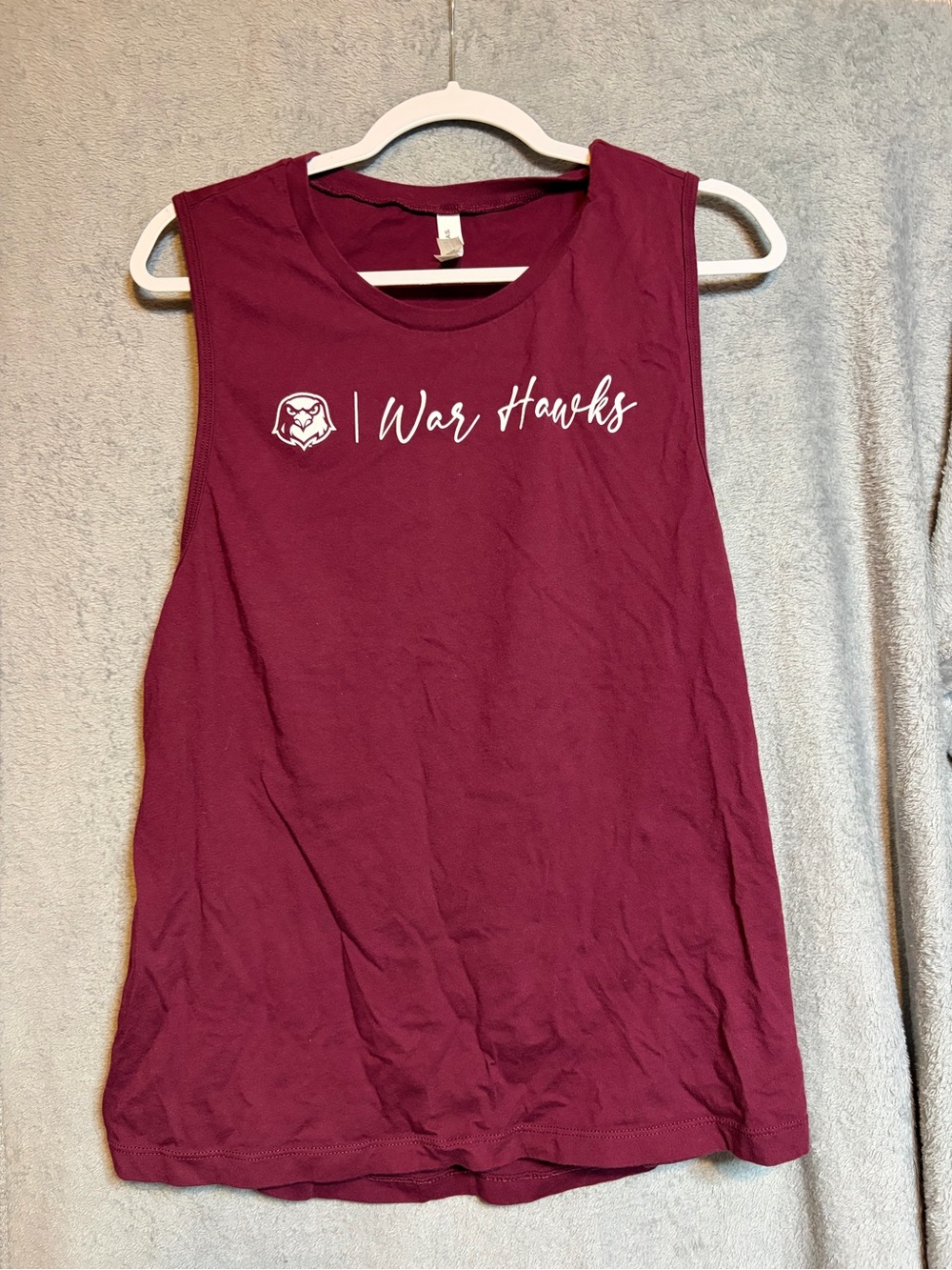 Bella Canvas Maroon Tank Top with White McMurry University War Hawks Graphic